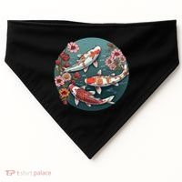 Cherry Blossom Koi Fish Japanese USA-Made Doggie Bandana thumb 0