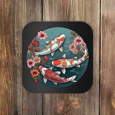 Cherry Blossom Koi Fish Japanese Coaster