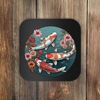 Cherry Blossom Koi Fish Japanese Coaster thumb 0