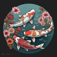 Cherry Blossom Koi Fish Japanese Hat thumb 2