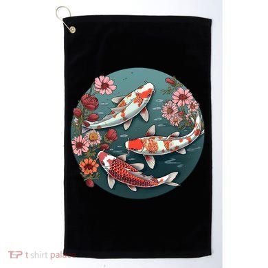 Cherry Blossom Koi Fish Japanese Golf Towel
