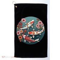 Cherry Blossom Koi Fish Japanese Golf Towel thumb 0