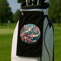 Cherry Blossom Koi Fish Japanese Golf Towel thumb 2