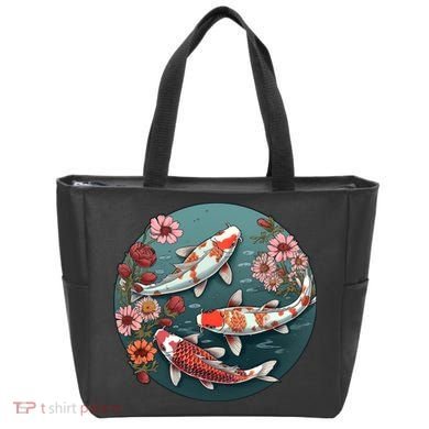 Cherry Blossom Koi Fish Japanese Tote Bag