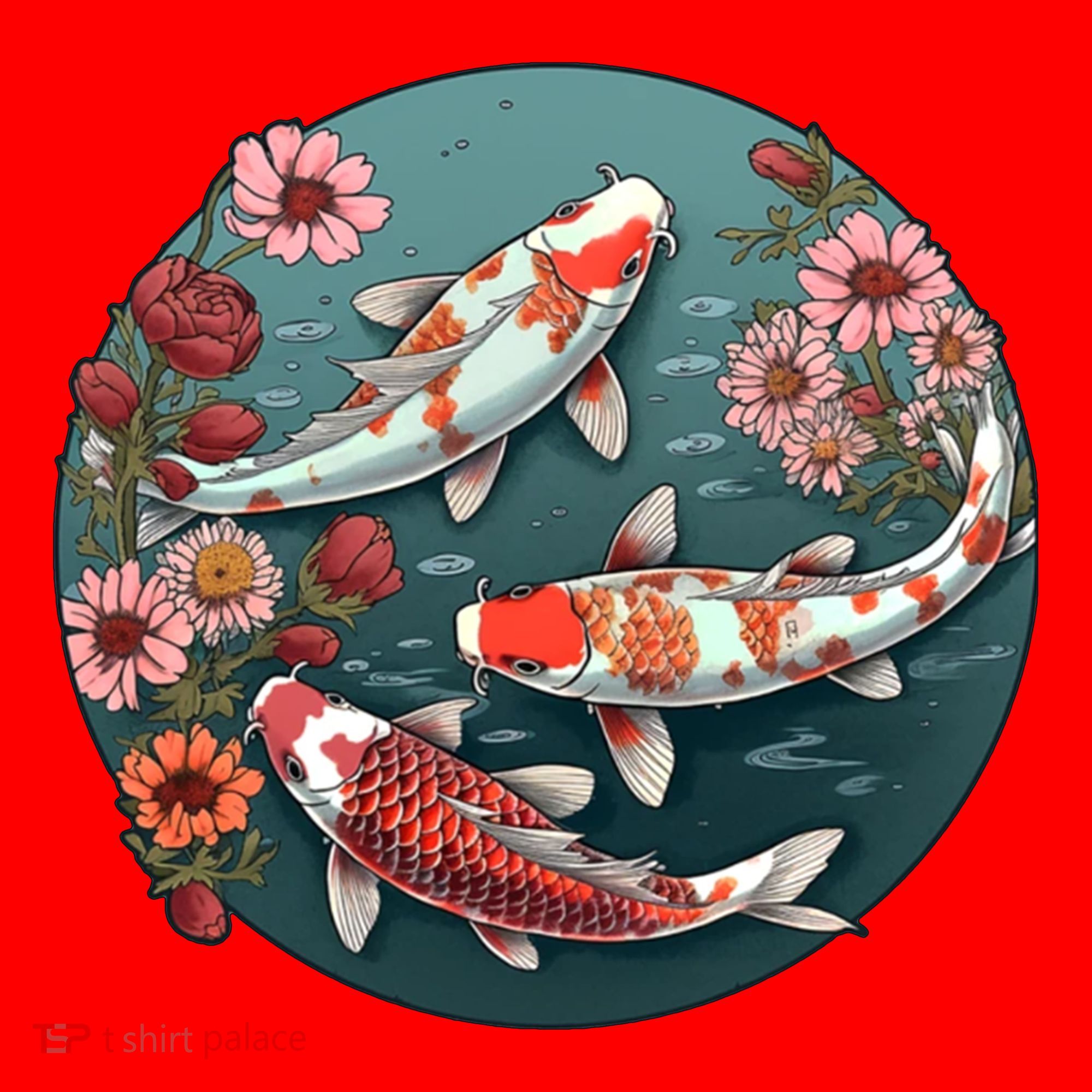 Cherry Blossom Koi Fish Japanese Santa Hat