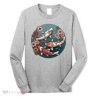 Cherry Blossom Koi Fish Japanese Long Sleeve Shirt thumb 0