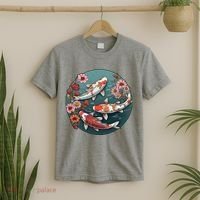 Cherry Blossom Koi Fish Japanese T-Shirt thumb 2