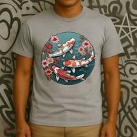 Cherry Blossom Koi Fish Japanese T-Shirt thumb 3