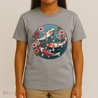 Cherry Blossom Koi Fish Japanese T-Shirt thumb 4