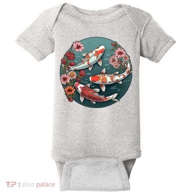 Cherry Blossom Koi Fish Japanese Baby Bodysuit