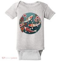 Cherry Blossom Koi Fish Japanese Baby Bodysuit thumb 0