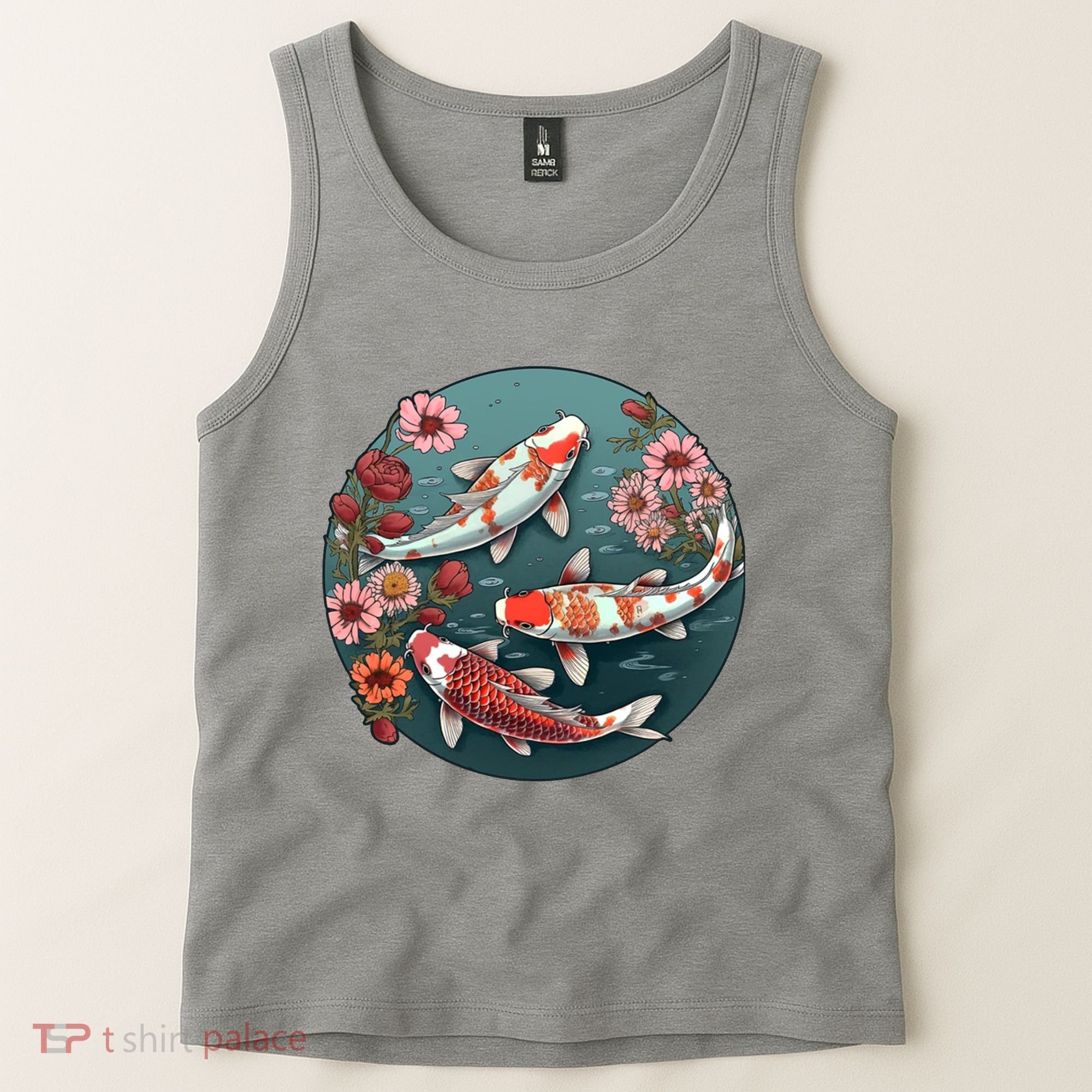 Cherry Blossom Koi Fish Japanese Tank Top