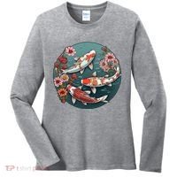 Cherry Blossom Koi Fish Japanese Women's Long Sleeve Shirt thumb 0
