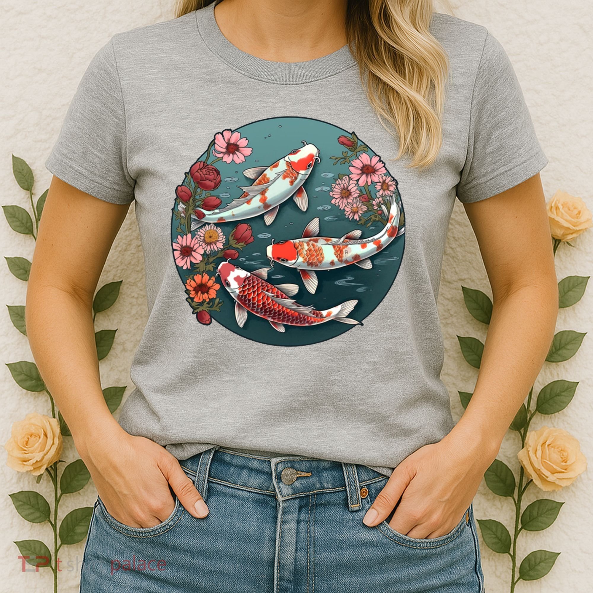 Cherry Blossom Koi Fish Japanese Women's T-Shirt