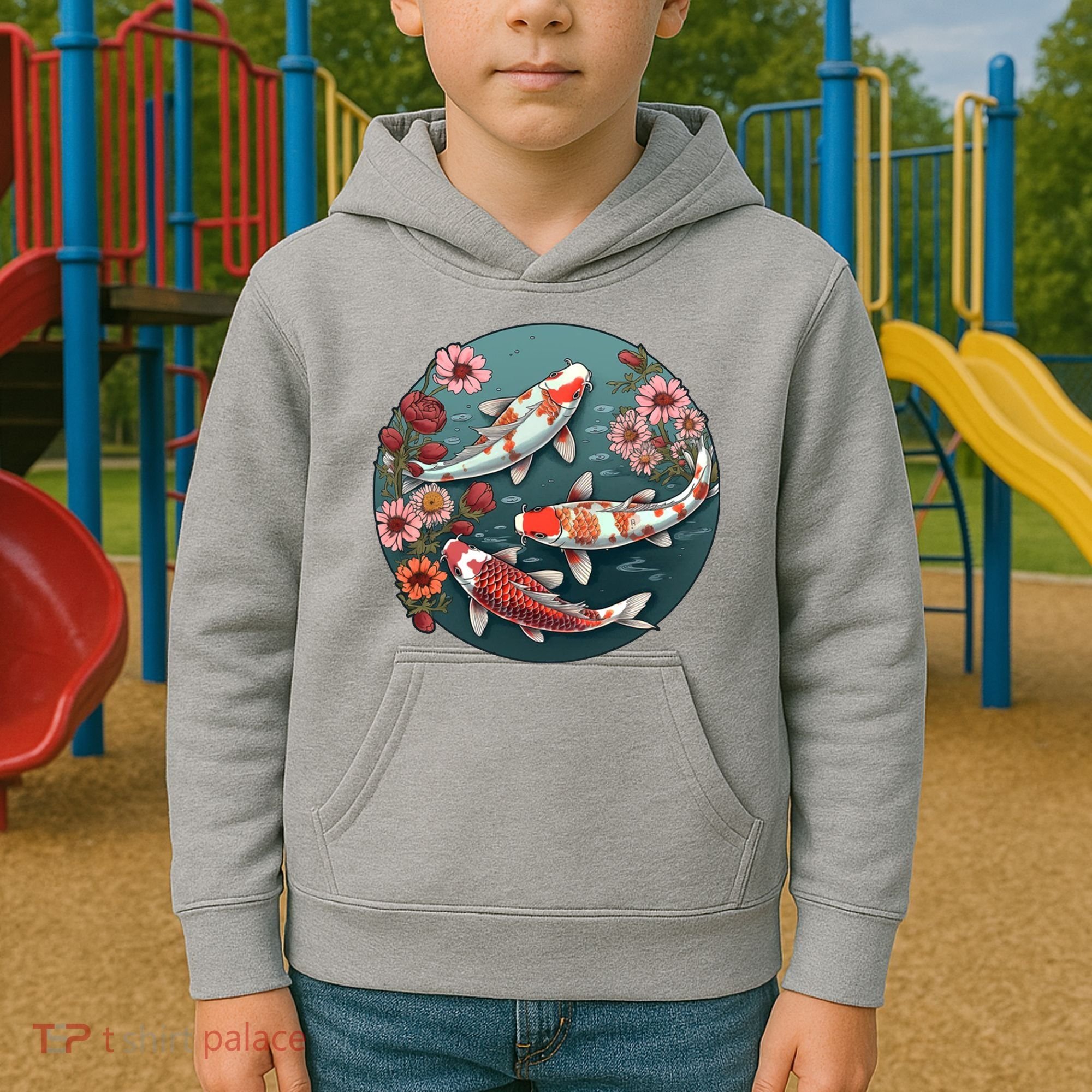 Cherry Blossom Koi Fish Japanese Kids Hoodie