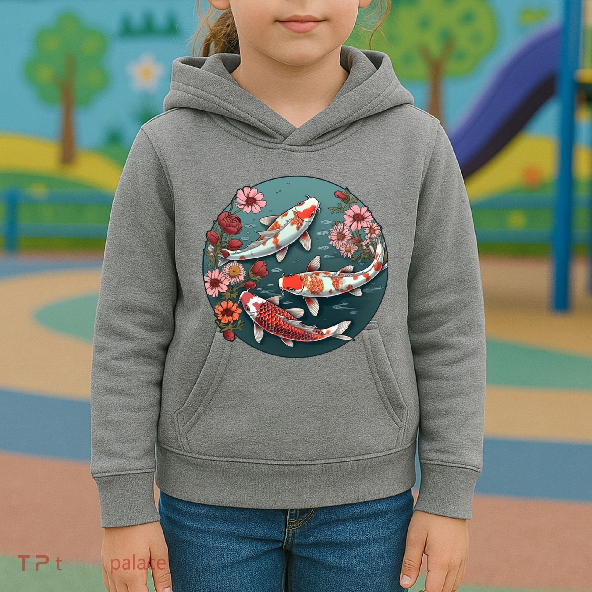 Cherry Blossom Koi Fish Japanese Kids Hoodie