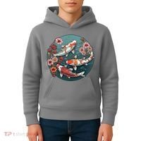Cherry Blossom Koi Fish Japanese Kids Hoodie thumb 4
