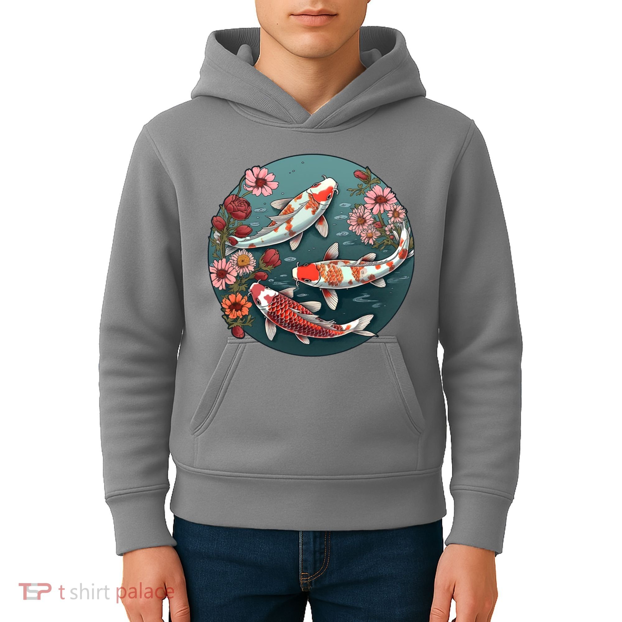 Cherry Blossom Koi Fish Japanese Kids Hoodie
