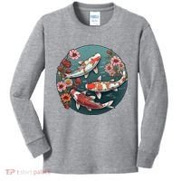 Cherry Blossom Koi Fish Japanese Kids Long Sleeve Shirt thumb 0
