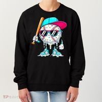Cool Baseball Life Style Ice Cream Melting Drip Graphic Women's Sweatshirt thumb 0