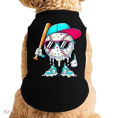 Cool Baseball Life Style Ice Cream Melting Drip Graphic Doggie Tank