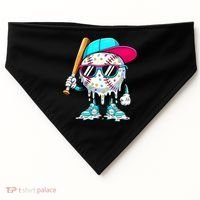 Cool Baseball Life Style Ice Cream Melting Drip Graphic USA-Made Doggie Bandana thumb 0