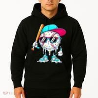 Cool Baseball Life Style Ice Cream Melting Drip Graphic Hoodie thumb 2