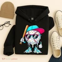 Cool Baseball Life Style Ice Cream Melting Drip Graphic Hoodie thumb 4
