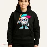 Cool Baseball Life Style Ice Cream Melting Drip Graphic Hoodie thumb 5