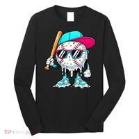 Cool Baseball Life Style Ice Cream Melting Drip Graphic Long Sleeve Shirt thumb 0