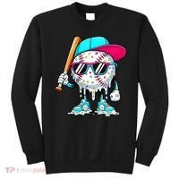Cool Baseball Life Style Ice Cream Melting Drip Graphic Sweatshirt thumb 0