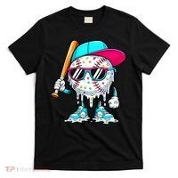 Cool Baseball Life Style Ice Cream Melting Drip Graphic T-Shirt thumb 0