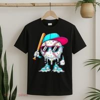 Cool Baseball Life Style Ice Cream Melting Drip Graphic T-Shirt thumb 2