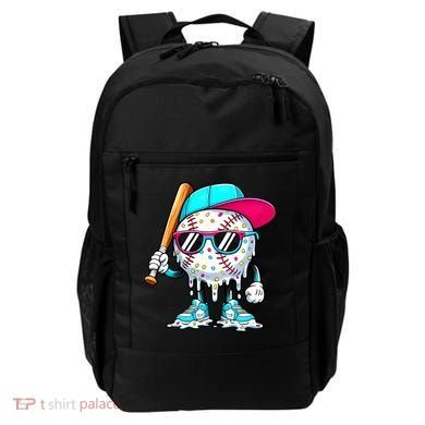 Cool Baseball Life Style Ice Cream Melting Drip Graphic Backpack