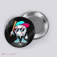 Cool Baseball Life Style Ice Cream Melting Drip Graphic Button thumb 0