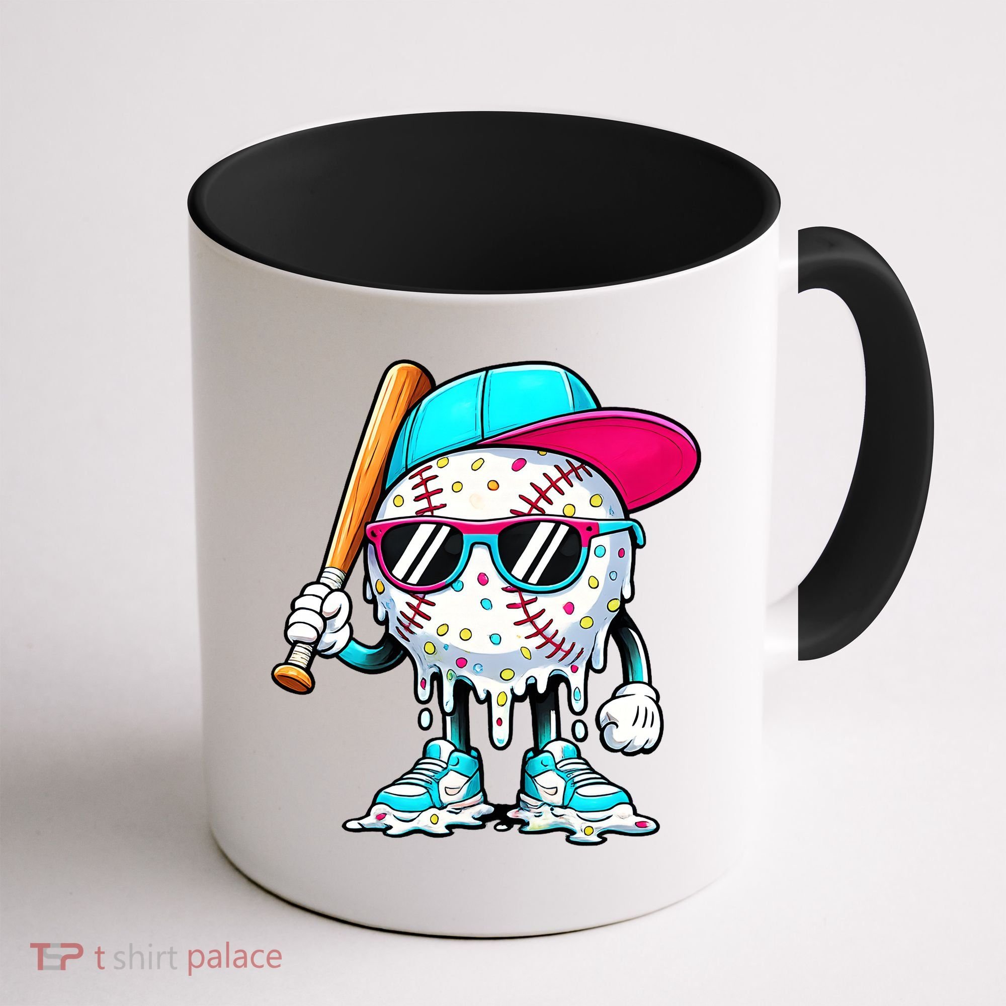 Cool Baseball Life Style Ice Cream Melting Drip Graphic Coffee Mug