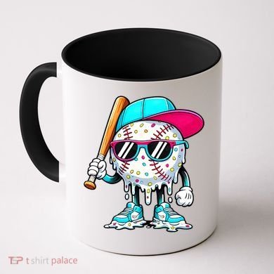 Cool Baseball Life Style Ice Cream Melting Drip Graphic Coffee Mug