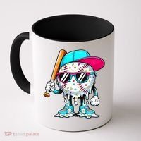 Cool Baseball Life Style Ice Cream Melting Drip Graphic Coffee Mug thumb 0