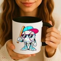 Cool Baseball Life Style Ice Cream Melting Drip Graphic Coffee Mug thumb 3