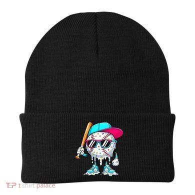Cool Baseball Life Style Ice Cream Melting Drip Graphic Beanie