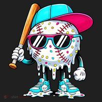 Cool Baseball Life Style Ice Cream Melting Drip Graphic Beanie thumb 2