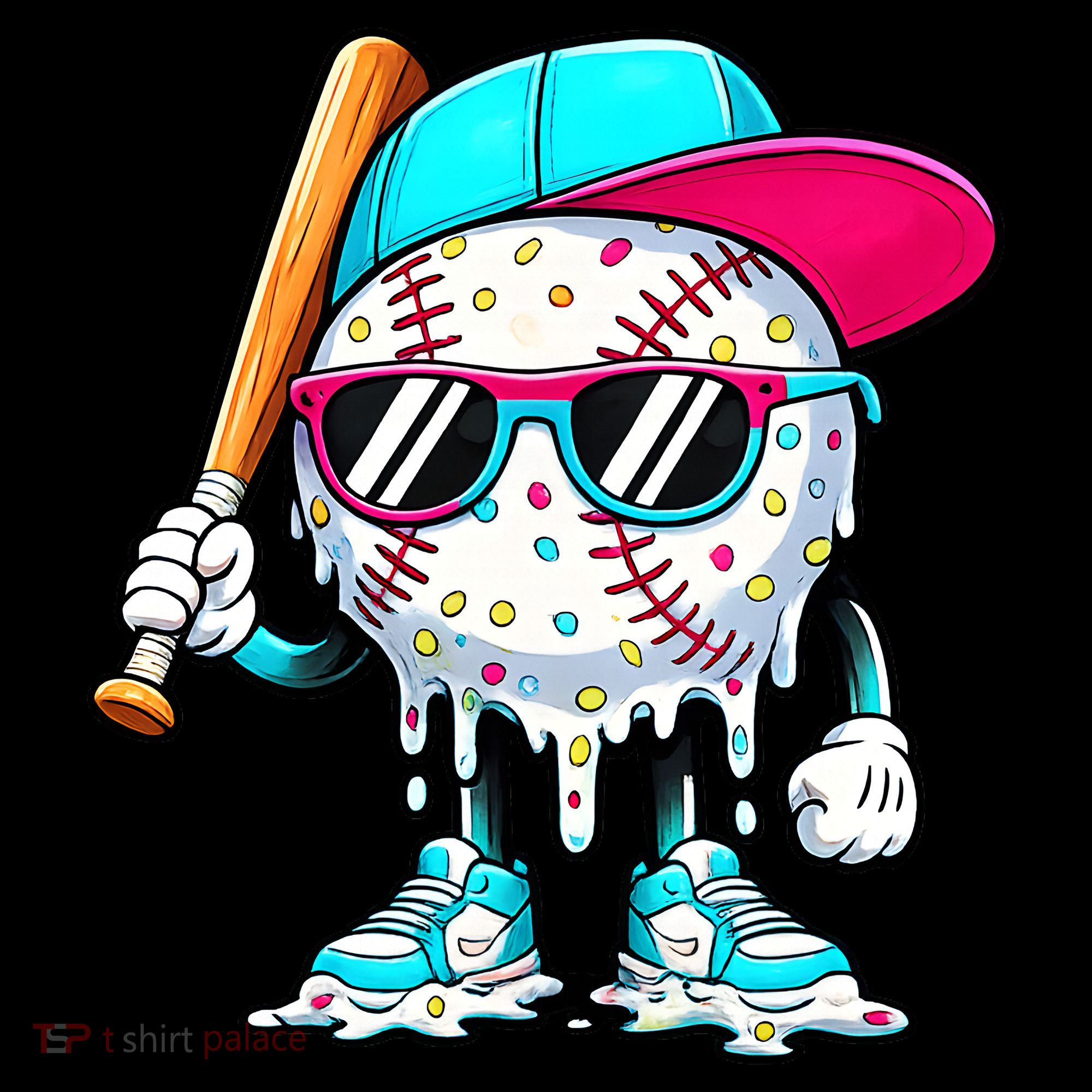 Cool Baseball Life Style Ice Cream Melting Drip Graphic Women's Hoodie