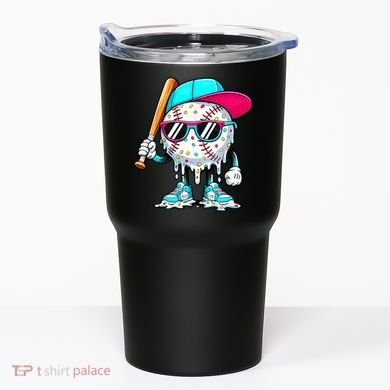 Cool Baseball Life Style Ice Cream Melting Drip Graphic Tumbler