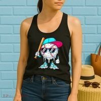 Cool Baseball Life Style Ice Cream Melting Drip Graphic Women's Tank Top thumb 2