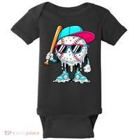 Cool Baseball Life Style Ice Cream Melting Drip Graphic Baby Bodysuit thumb 0