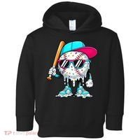 Cool Baseball Life Style Ice Cream Melting Drip Graphic Toddler Hoodie thumb 0