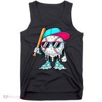 Cool Baseball Life Style Ice Cream Melting Drip Graphic Tank Top thumb 0