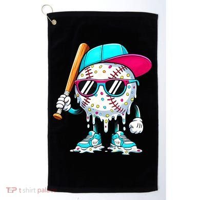 Cool Baseball Life Style Ice Cream Melting Drip Graphic Golf Towel