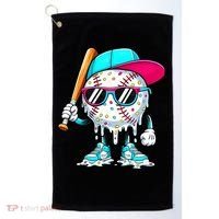 Cool Baseball Life Style Ice Cream Melting Drip Graphic Golf Towel thumb 0