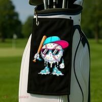Cool Baseball Life Style Ice Cream Melting Drip Graphic Golf Towel thumb 2